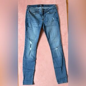 Hollister Light Blue Skinny Jeans with Knee Distressing